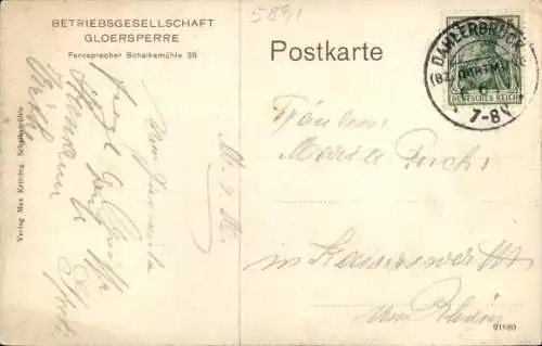 Ak Dahlerbrück Schalksmühle im Sauerland Westfalen, Glörtalsperre