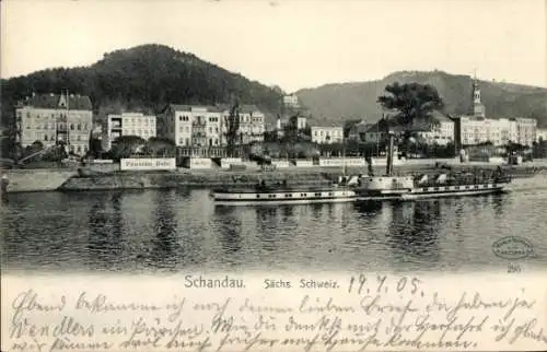 Ak Bad Schandau Sächsische Schweiz, Teilansicht, Schiff