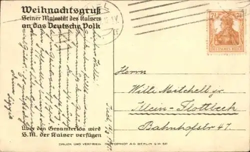 Künstler Ak Kaiser Wilhelm II., Weihnachtsgruß an das Deutsche Volk 1916