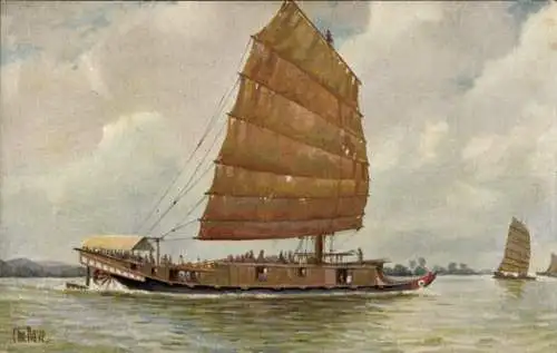 Künstler Ak Rave, Chr., Marine Galerie 12, Passagierboot auf dem Cantonfluss, China