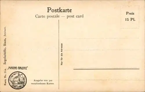 Künstler Ak Rave, Chr., Marine Galerie 214, Segelschiffe, Siam, Jetztzeit