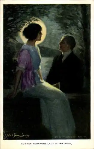 Künstler Ak Dewey, Alfred James, Summer Moon, His Lady in the Moon, Liebespaar