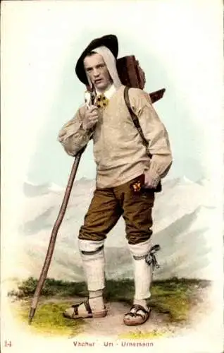 Ak Schweiz, Vacher, Uri, Urnersenn, Mann, Tracht, Hirte