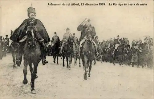 Ak Advent of King Albert 1909, The Cortege unterwegs