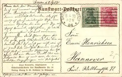 Scherenschnitt Künstler Ak Konewka, Paul, Mädchen spielt mit einem Lamm, Kunstwart Nr. 59