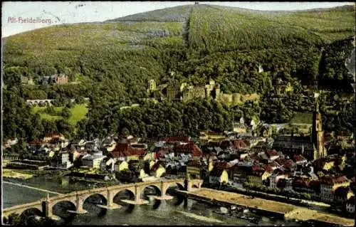 Ak Heidelberg am Neckar, Gesamtansicht, Brücke