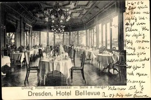 Ak Dresden Altstadt, Hotel Bellevue, Speisesaal