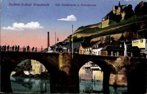 Ak Bad Kreuznach an der Nahe, Alte Nahebrücke, Kauzenberg