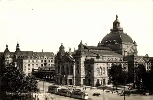 Ak Frankfurt am Main, Schauspielhaus, Straßenbahn