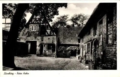 Ak Lüneburg in Niedersachsen, Roter Hahn, Fachwerkhaus