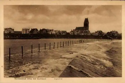 Ak Nordseebad Döse Cuxhaven, Sturmflut, Kirche