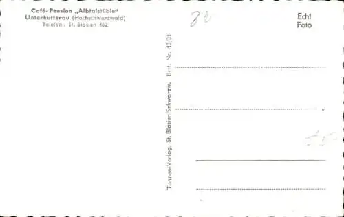 Ak Unterkutterau Schlageten St. Blasien im Schwarzwald, Cafe-Pension Albtalstüble, Schlafzimmer