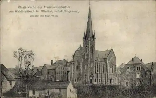 Ak Waldbreitbach an der Wied, Klosterkirche der Franziskanerbrüder, Südwestansicht