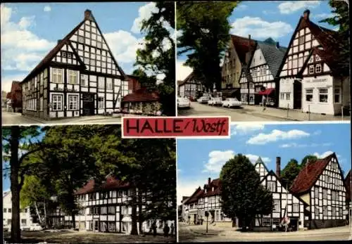 Ak Halle in Westfalen, Teilansichten, Fachwerkhäuser