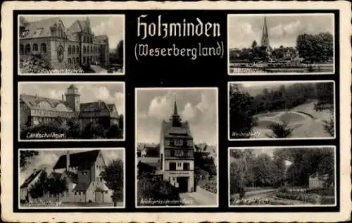 Ak Holzminden an der Weser, Landschulheim, Jugendherberge, Teich, Reichspräsidenten Haus