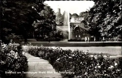 Ak Bielefeld, Sparrenberg, Sparrenburg, Wasserfontäne