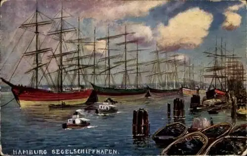 Ak Hamburg Mitte Altstadt, Segelschiffhafen, Schiffe, Boote