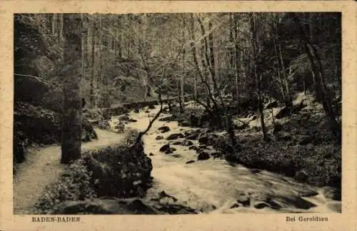 Ak Baden Baden am Schwarzwald, Flussufer, Flussweg