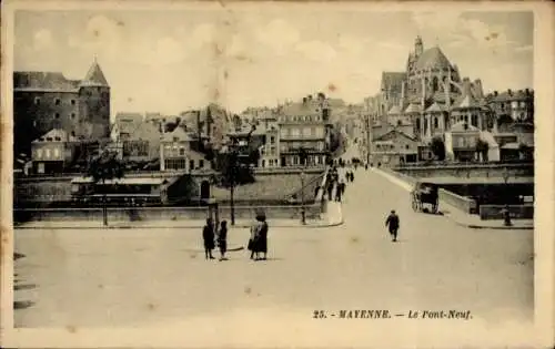 Ak Mayenne, Le Pont Neuf, Brücke, Turm