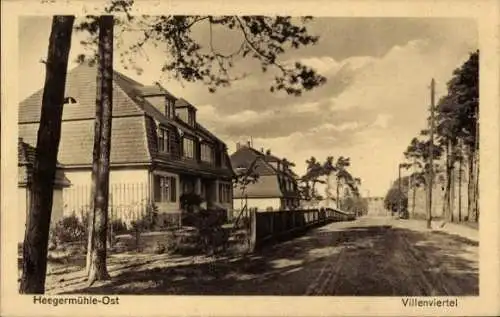 Ak Heegermühle Ost Eberswalde Finowfurt, Straße im Villenviertel