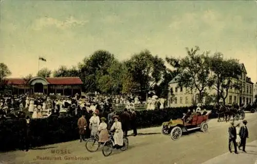 Ak Mosel Zwickau in Sachsen, Restaurant Gambrinus, Auto, Fahrräder