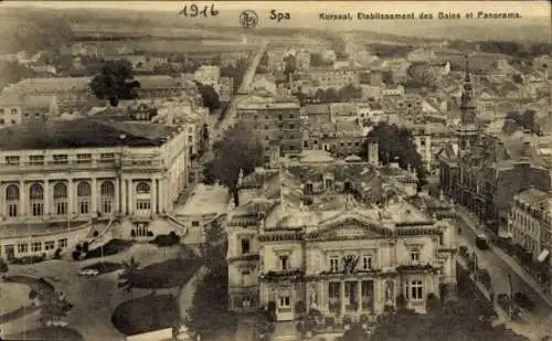 Ak Spa Wallonie Lüttich, Kursaal, Einrichtung von Bädern und Panorama