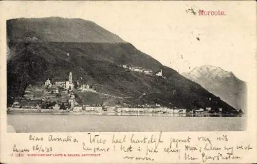 Ak Morcote Kanton Tessin, Stadt vom Wasser aus gesehen