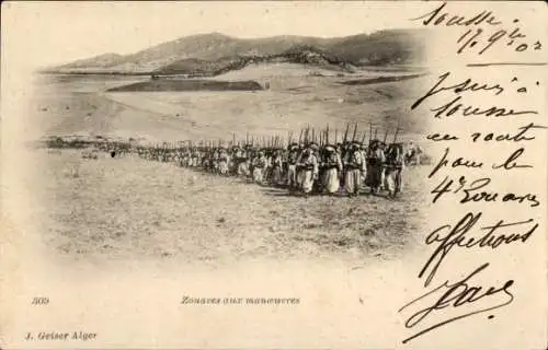 Ak Algerien, Zuaven marschieren, Infanterie