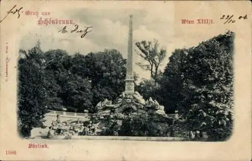 Ak Wien 13 Hietzing Österreich, Schönbrunn, Obelisk