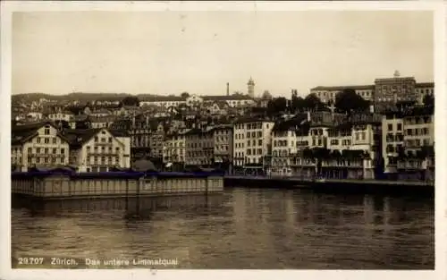 Ak Zürich Stadt Schweiz, Das untere Limmatquai