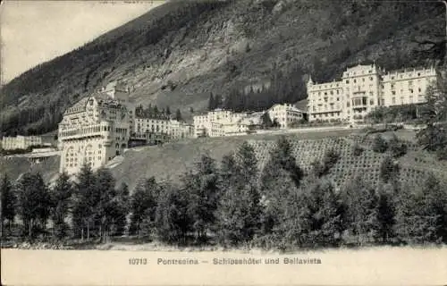 Ak Pontresina Kt. Graubünden Schweiz, Schlosshotel und Bellavista