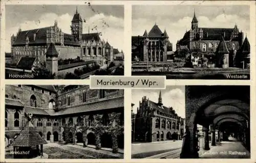 Ak Marienburg Malbork Westpreußen, Hochschloss, Rathaus, Kreuzhof