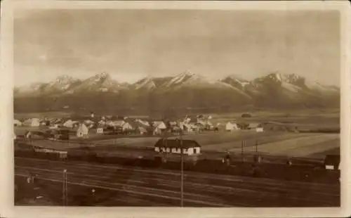 Ak Poprad Slowakei, Hohe Tatra, Ausblick vom Haus Eichmüller