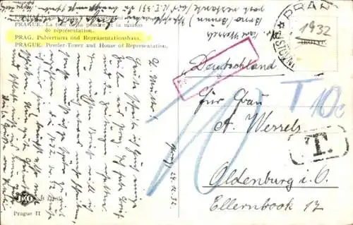Ak Praha Prag Tschechien, Pulverturm, Repräsentationshaus
