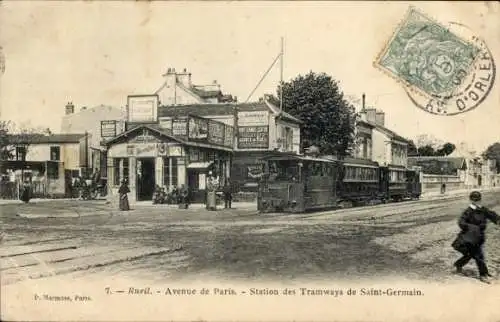 Ak Rueil Hauts-de-Seine, Avenue de Paris, Station des Tramways de Saint-Germain