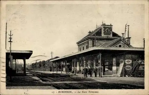 Ak Le Plessis Robinson Hauts de Seine, Bahnhof, Bahnsteig, Menschen, ROBINSON. - La Gare Termi...