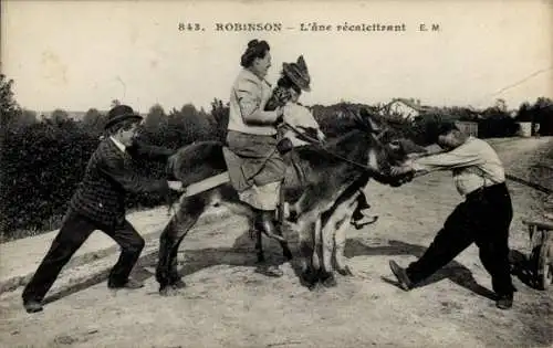 CPA Robinson Hauts de Seine, âne récalcitrant