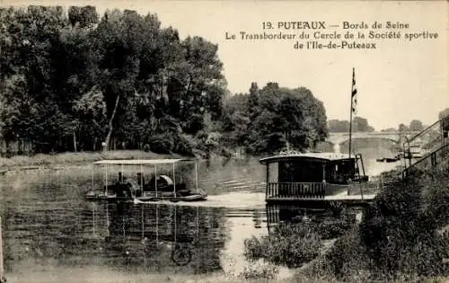 Ak Puteaux Hauts de Seine, Flussschiff auf der Seine in Puteaux