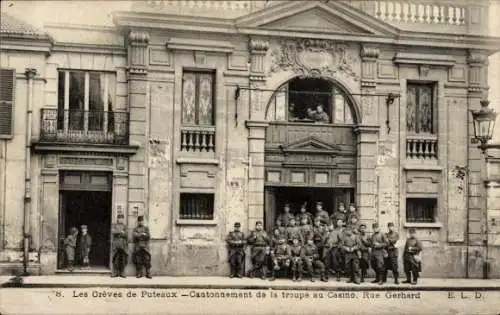 CPA Puteaux Hauts de Seine, Cantonnement de la troupe au Casino, Rue Gerhard