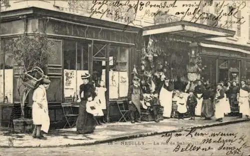 Ak Neuilly sur Seine Hauts de Seine, Eine schwarz-weiße Straßenansicht einer französischen Sta...