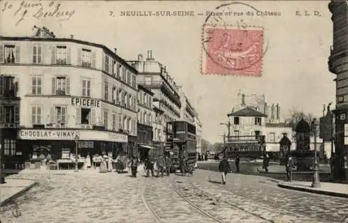 Ak Neuilly sur Seine Hauts de Seine, Place er rue du Chateau