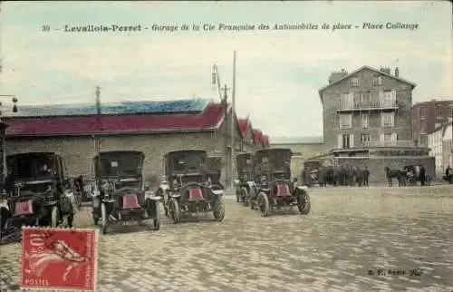 CPA Levallois Perret Hauts de Seine, Garage de la Cie Francaise des Automobiles de place