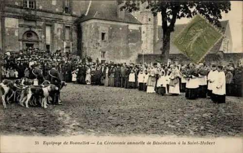 Ak Bonnelles-Yvelines, Equipage de Bonnelles, La Cétémonie de Benediction à la Saint Hubert