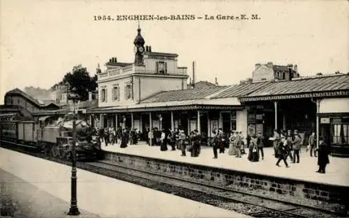 Ak Enghien les Bains Val d'Oise, Gare