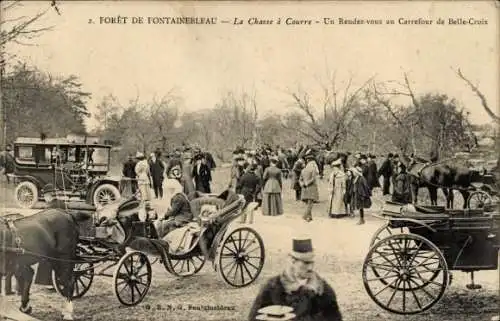 Ak Forêt de Fontainebleau, La Chasse à Courre, Hetzjagd