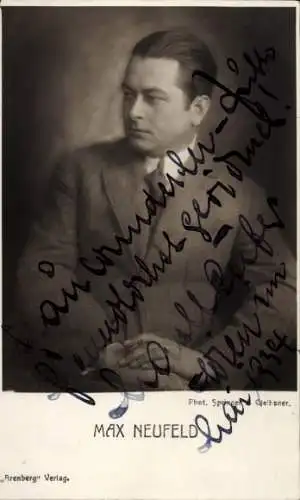 Ak Schauspieler Max Neufeld, Portrait, Autogramm