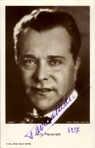 Ak Schauspieler Livio Pavanelli, Portrait, Autogramm