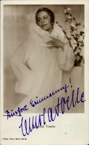 Ak Schauspielerin Carola Toelle, Portrait, Autogramm