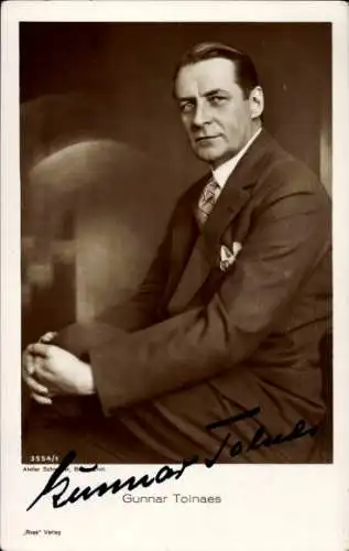 Ak Schauspieler Gunnar Tolnaes, Portrait, Ross Verlag, Autogramm