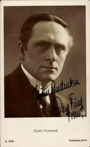 Ak Schauspieler Olaf Fønss, Portrait, Autogramm